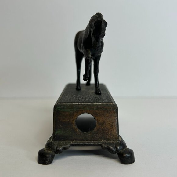 Vintage Miniature Die-Cast Metal Pencil Sharpener Horse on Pedestal - Picture 3 of 7